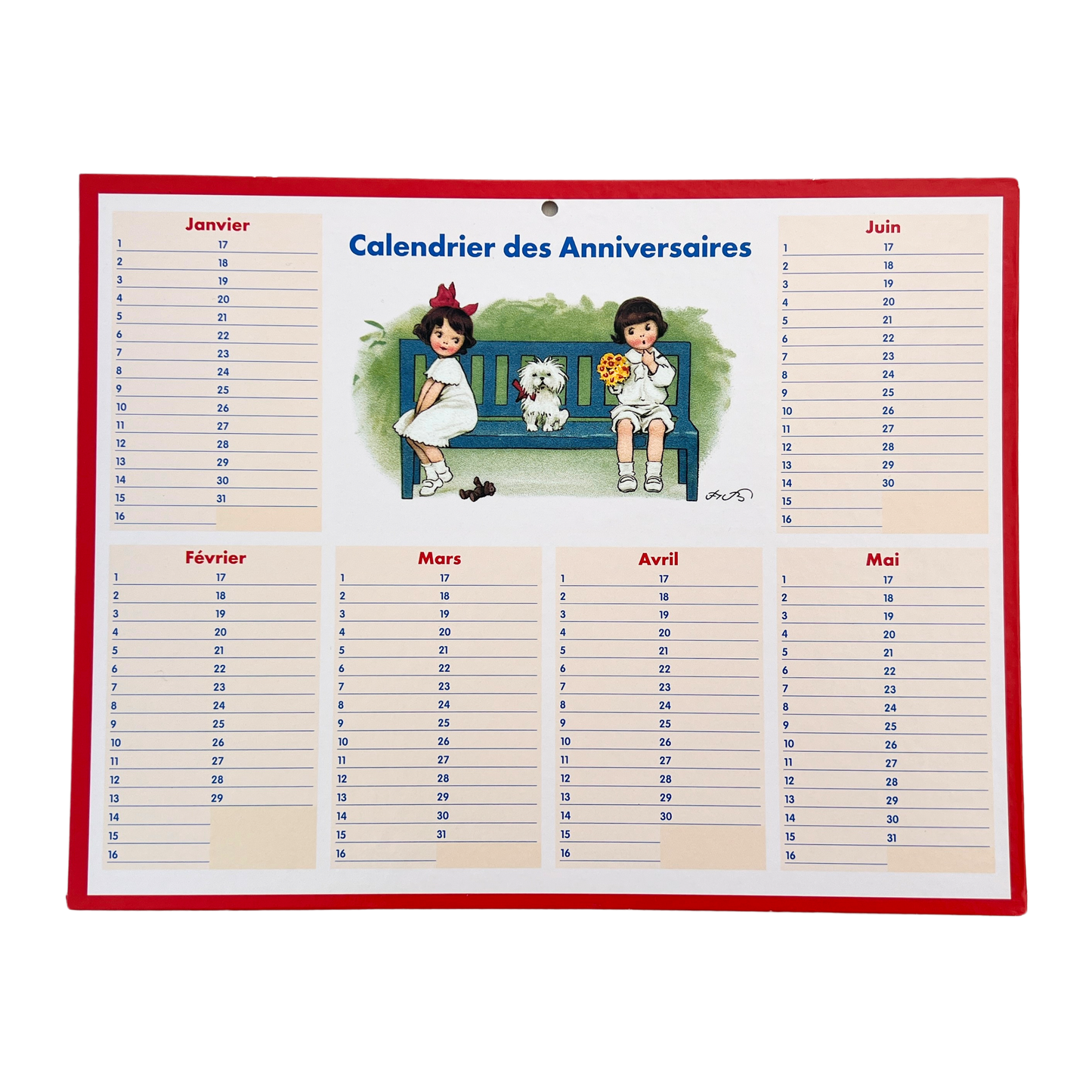 French Birthday Calendar