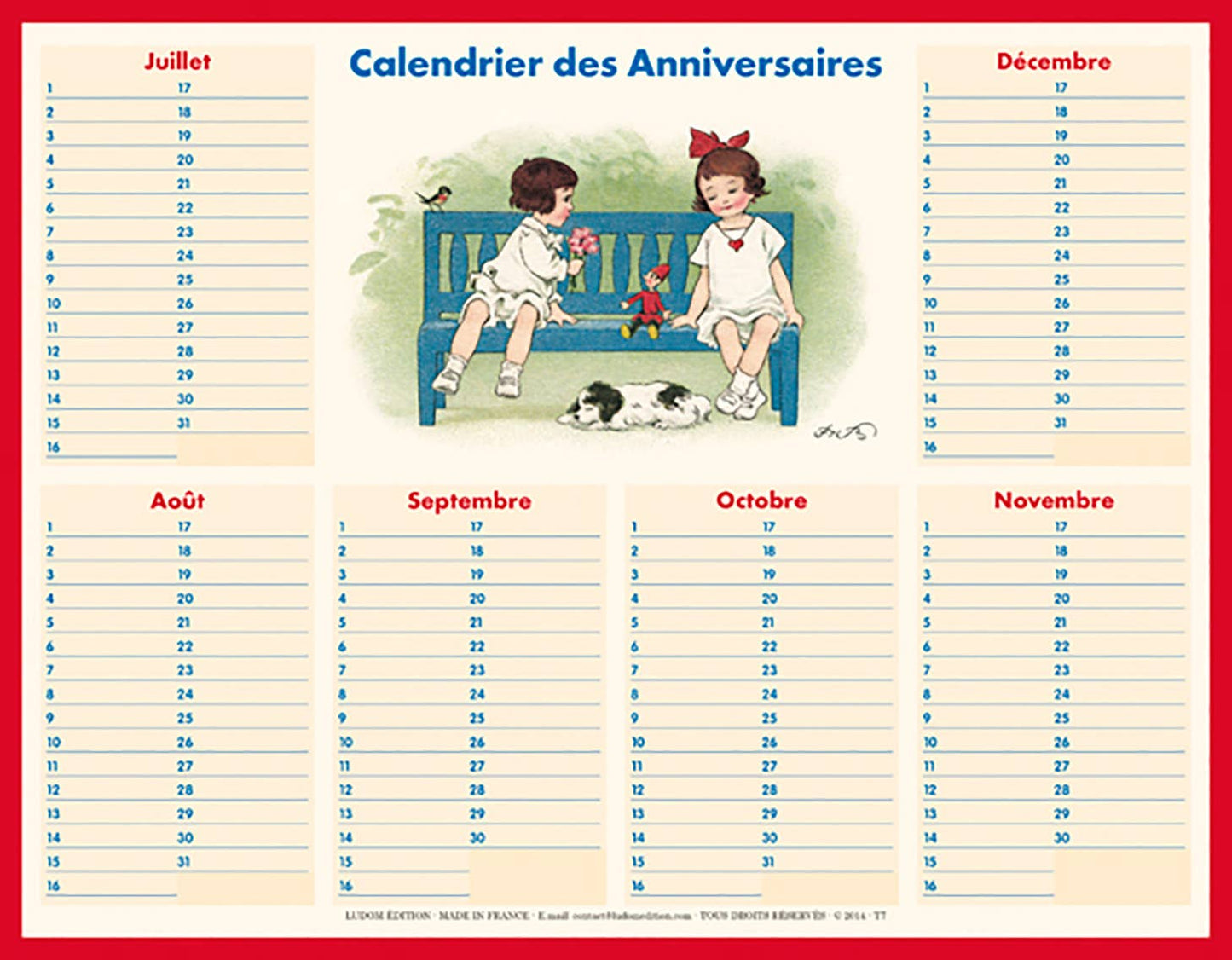 French Birthday Calendar